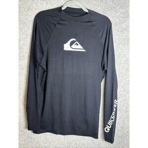 Quicksilver Black Long Sleeve Compression Rash Guard Shirt Men's XL UPF 50+